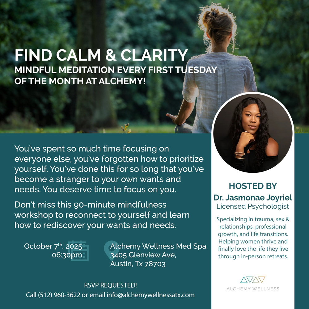 Mindful Meditation Every First Tuesday of the Month at Alchemy